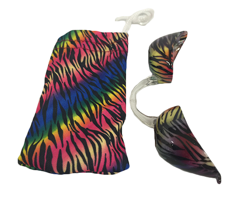 Rainbow Tiger Stripes Fashion Podz - Fashionable Tanning Goggles with Case